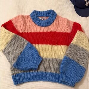 Ganni Multicolor Striped Crew Neck Sweater